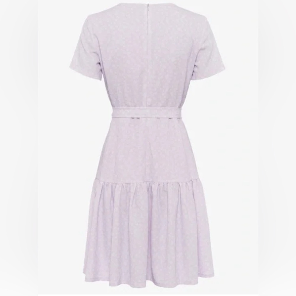 French Connection Mono Armoise Lavender Floral Wrap Mini Dress - Picture 2 of 13